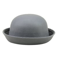 Yubnlvae Elegant Adults Masivni kaput Roll Up Brum Panama Bowler Hat Bucket Hat Muns Ženska klasična vuna okrugla Bowler kape