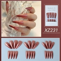 Šiljasti gradijent boja lažni nokti elegantni francuski dugi lažni nokti za salon prste nožne prste DIY nokti umjetnost
