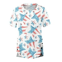 Žene patriotsko 4. jula GNOME za Dan nezavisnosti Memorijalni dan Majica Print Majica Udobna bluza Crew Crt Kratki rukav svijetlo Mr