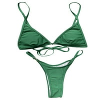 LESIMSAM Žene Solid Boja Split Bikini Podesivi špageti nosač za kupaći kostimi kupaći kostimi