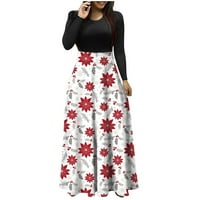 Ženska cvjetna print s dugih rukava s dugim haljinama plaža casual maxi sunce haljina trendi ugrađena
