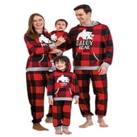 MA & Baby Christmas Pajamas Porodica podudaranje PJS set medvjed pulover dukserice karirane pantalone