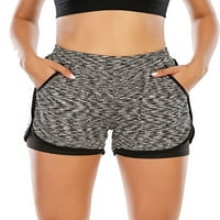 Ženske joge kratke hlače struk trčanje fitness vježbalica s džepovima Elastični struk dvostruki sloj