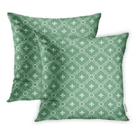 Sažetak bijeli i zeleni Fleur de LIS uzorak koji su i ponavlja antikni krugovi jastučni jastučni poklopac od 2