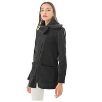 KETYYH-CHN Zimski kaputi za žene otvoreni prednji kaput za ženska jakna crna, 5xl