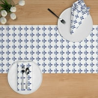 Pamučni saveen trkač, 108 - Fleur Lis ljubičasta francuska cvjetna plava hidrandarska geometrijska print Custom stola posteljina od kašičice