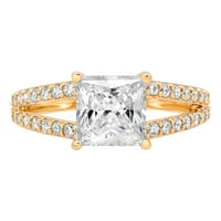 2.48CT Princess CUT CLEAR MOISSANITE 14K Žuta zlatna godišnjica Angažovane prstene veličine 7.75