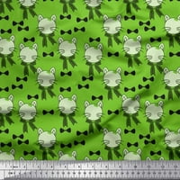 Soimoi Green Silk tkanina od luka i mačaka djeca otisak šivaći šipka širokog dvorišta tkanine