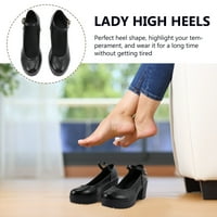 Cipele platforme potpetice Žene Mary High Chunky Gothic Toe Koža Janes Ženska pumpa FAU Angle Trake