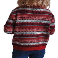 Bomotoo dame pulover duks dugih rukava prugasti džemper vrhovi vintage pleteni džemperi rade crvene