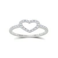 Čvrsta 10k bijelo zlato okruglo Diamond Jednostavno obris srca Angažovanje obljetnice vjenčanja GT.
