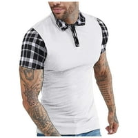 Modni muškarci Casual Plaid Ispisani patchwork majica kratkih rukava Top bluza Fragarn