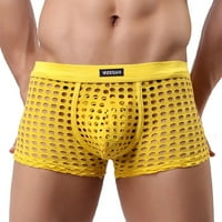 Muški kratke hlače Labave i seksi mreže izdubljene za zabavne mreže raskrivene hlače muške donje rublje žuto