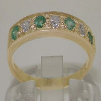 Kubiczirkonija od žutog zlata 18k i smaragdni ženski prsten - veličine za dostupnost