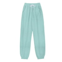 Ženske hlače Cleariance elastične visoke struke Čvrsto pantalone Casual Plus size Lounge pantalone Cargo Hlače Mint Green XL