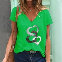 Ženska ležerna modna ljetna majica V-izrez tiskani vrhovi kratkih rukava