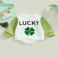 Newborn Baby Boy Girl St Patricks Dan Outfit Lucky Clover Dukserirg Roma Ramper Blok za preveliki džemper