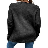 Voguele žene pletene džempere V zvecke zime topli skakač vrhovi radne pulover Elegantne crne s