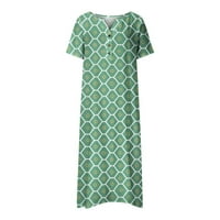 Beeyaso žene V-izrez Skraćene ljetne haljine za žene džepne casual labave ženske haljine zelene 2xl