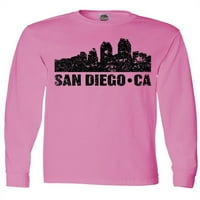 Inktastic San Diego California Skyline sa Grunge majicom s dugim rukavima