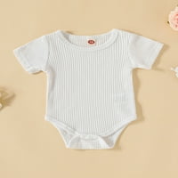 Wassery Baby Girls Ljeto odijelo Mjeseci novorođenčad Bijela kratkih rukava T-majice rebraste rub top