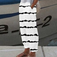 Airpow Clearence Ženska ljetna casual labavi prozračni modni džep Štampari hlače bijele m