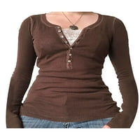 Yilvust Fairy Grunge košulje za žene Y2K vrhovi dugih rukava čipke patchwork tees tinejdžerke vintage