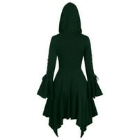 Aherbiu Žene Gothic haljina kaput kaputača kapuljača zvona zvona ruhar ruched rujali rub vintage jakne
