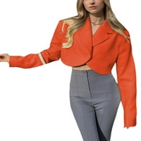 GLONME Otvorena prednja odjeća za žene Elegantni ured Blazer Casual Blazers Orange XL