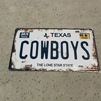 RUSTIC TEXAS CAYBOYS Licency Plate reljefni limenki metalni Teksas Lone State Home Mancave Dekoracija
