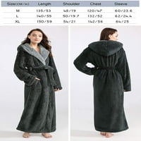 Dugi kaputi sa kapuljačom za žene luksuzne plišane ogrtače sa džepovima i strukom remena pune dužine Okomah Zimska topla za spavanje - L & mornary