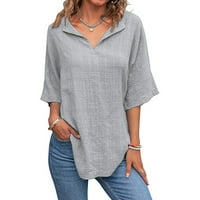 Grafičke majice za žene, žene, žene, košulje od pune boje V kratki rukav pamuk posteljina majica Bluza