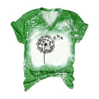 AWDENIO WOTENS Ljetni kratki rukav Tors Loot Fit Flowy Majice na prodaju Ženski vrhovi Ženska modna casual labava bluza Tiy-dye Print V izrez Majica Majica Bluza Print Tee