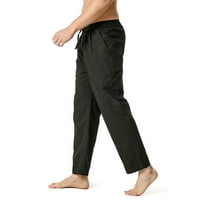 Leesechin hlače za muškarce čišćenje pamučne lane lagane lagane elastične hlače za struk kuće