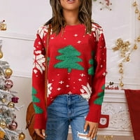 Tosmy ženske džempere žene božićno drvce tisak džemper s visokim vratom dukseve s dugim rukavima žene