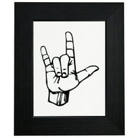 Love You - Simbol jezika znaka - ASL uokvirene printske plakene ili opcije nosača