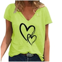 Ljetne košulje za žene Osnovna odjeća za djevojke kratki rukav plovilo V Vrat bluza za bluzu Heart Print