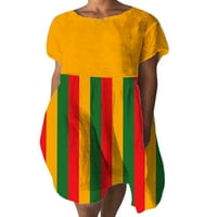 Voguele žene duge haljine kratki rukav midi haljina 3D tiskani suncobran za ljetni kaftan stripe 3xl