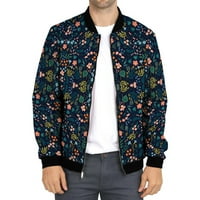 Jakne za muškarce Slim Fit modni cvjetni print Zip up up dugih rukava sa ovratnicom COLLAR jakna casual