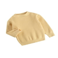 Vecke 0-6 godina dječaka dječaka dječaka džemper s dugim rukavima labav pulover topla jesen zimska odjeća žuta žuta 1- godina