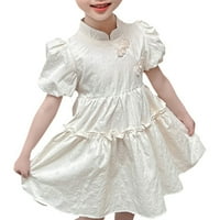 Djevojke Haljina kratkih rukava poboljšana haljina Cheongsam Summer Kineski vjetar Hanfu ženska beba Ljetna cvijeća Princeza haljina Slatka zasebnica 6- godina