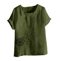 Mikilon Modni ženski ljetni labavi ispis Okrugli vrat majica kratki rukav casual bluza Ženski kratki