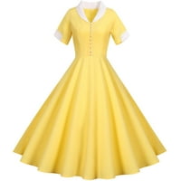 Ženska plus veličina $ $ ženska 1950-ih retro haljina kratki rukav vintage ljuljaška haljina žuta m