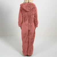Žene Onesies pidžamas plus veličina Fluffy Fleece s kapuljačom za spavanje Spavaća odjeća Zimska topla zipper Pajamas domaća odjeća