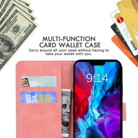 Kožni novčanik za iPhone pro max, leptir uzorak sa slotovima sa karticama Kickstand Magnetni kopč za zaštitu od udara za žene djevojke, ružičaste