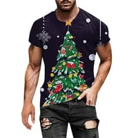 Muške sportske košulje Božićni tiskani O-izrez kratki rukav jesen zima casual modna bluza odjeća domaća bluza
