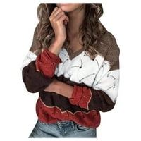 Ženski blok u boji prugasti džemper za žene za žene s dugim rukavima Pletenje pulover Jumper vrhovi džemper Blazers Coats plus
