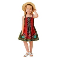 ROVGA modne haljine za djevojčice Tradicionalni stil Suspenderi bez rukava haljina za djecu Ankara princeze