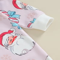 Baby Girls Božićni kombinezon, dugi rukav Santa Claus Print Romper