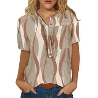 Vrhovi za žene kratki rukav ljetni casual bluze trendi cvjetni tisak za tisak sa majicama izrez majice